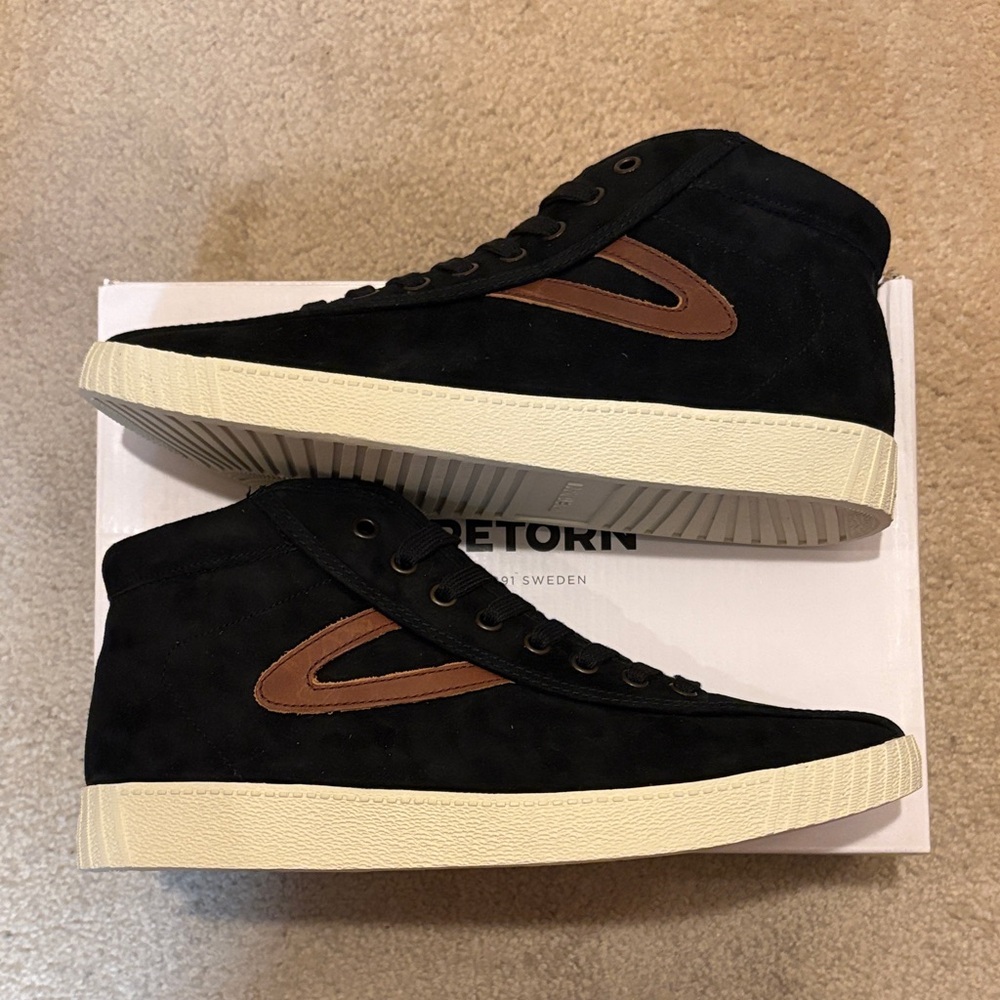 Tretorn mtNYLITEHI7 Black and Brown High-Top Sneakers, Men’s sz9